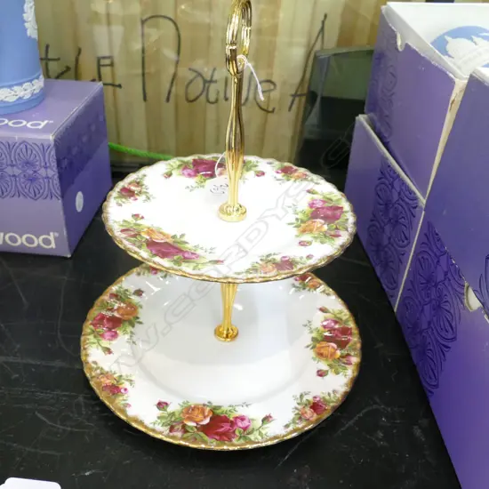 R/ALBERT OLD COUNTRY ROSES 2-TIER CAKE STAND