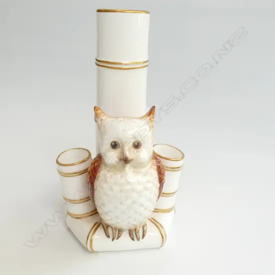 ROYAL WORCHESTER OWL AND BAMBOO VASE 185MM H
