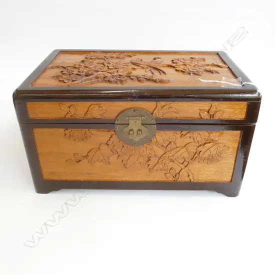 CARVED CAMPHOR JEWELLERY BOX