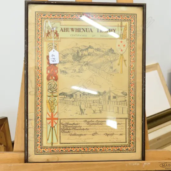 AHUWHENUA TROPHY C. 1940 FRAMED 420 X 315MM 