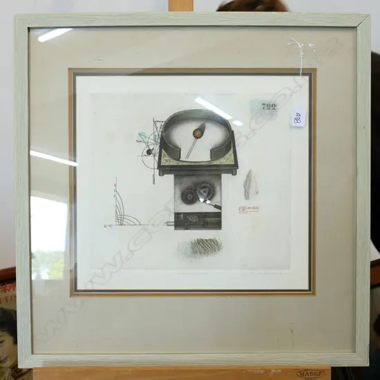 FRAMED COLOURED ENGRAVING, ARTIST UNKNOWN 8/75 H.610MM