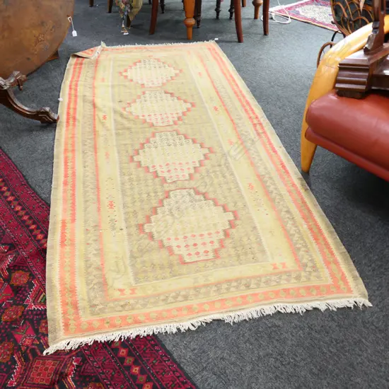 OLD HAND WOVEN KELIM RUG 2.3 X 1.1M