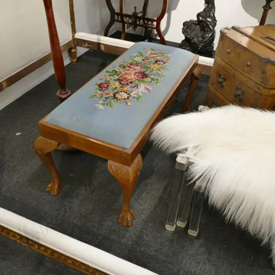 LARGE TAPESTRY EMBROIDERED STOOL 1070MM L 