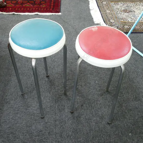 2 CHROME RETRO STOOLS