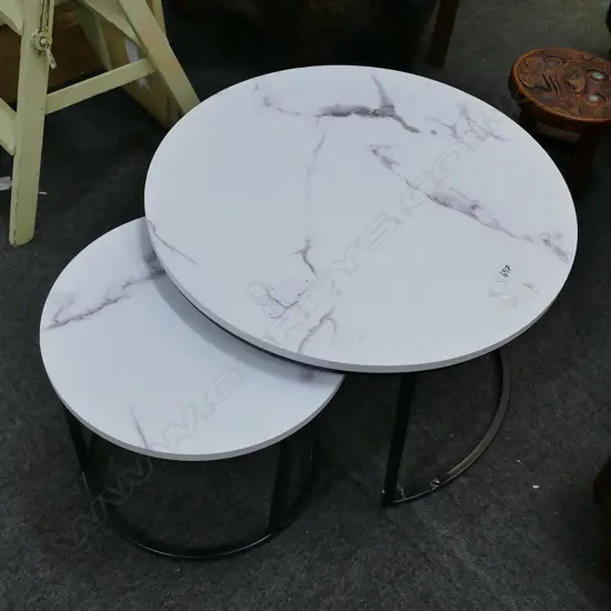 TWO NEST MARBLE FINISHED SIDE TABLES