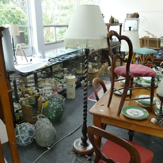 BARLEY TWIST STANDARD LAMP WITH TASSEL SHADE 1850MM H