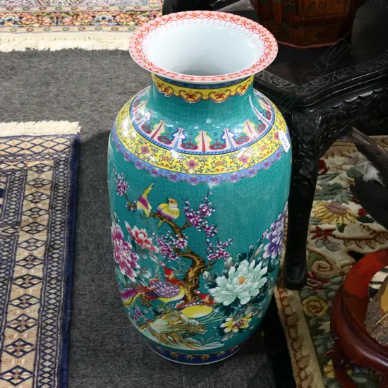 LGE CHINESE PORCELAIN POLYCHROME VASE...