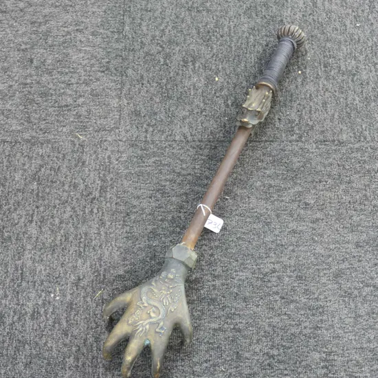 CHINESE BRASS & STEEL LGE BACK SCRATCHER 