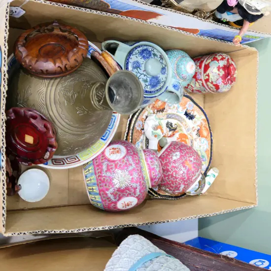 BOX LOT ASST ORIENTAL CERAMICS ETC