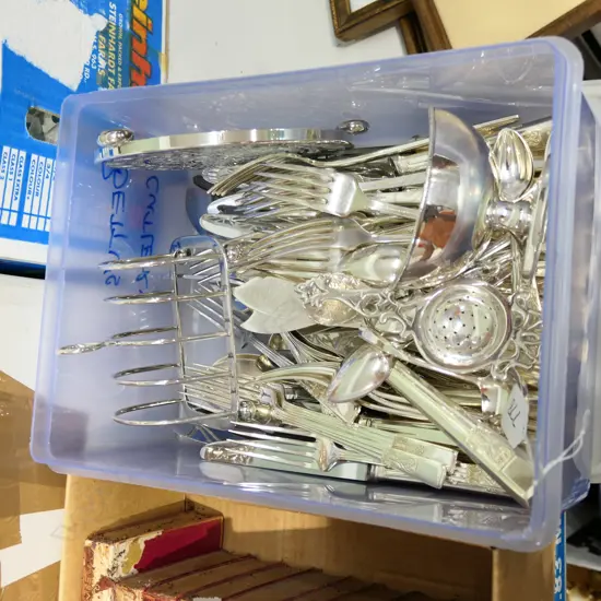 BOX LOT SILVER PLATE CUTLERY