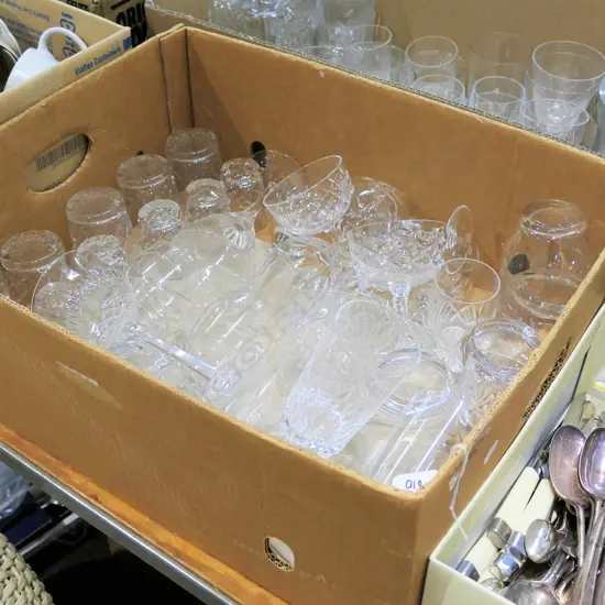 BOX LOT ASST CRYSTAL DRINKING GLASSES