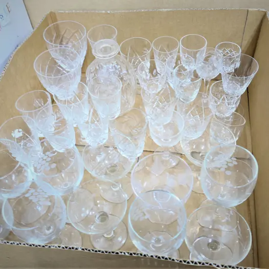 BOX LOT ASST. CRYSTAL GLASSES