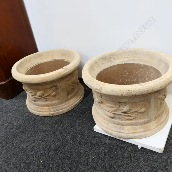 PAIR TERRACOTTA FRENCH STYLE CITRUS PLANTERS DIA. 305mm.