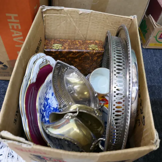BOX LOT COALPORT PLATES, EP ETC
