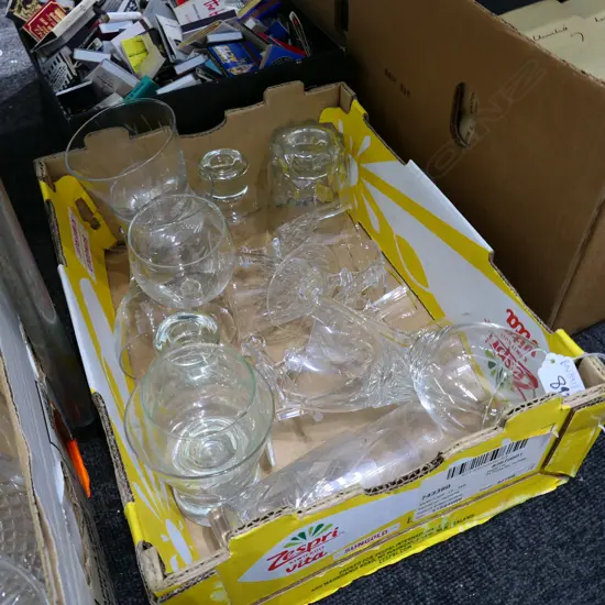 BOX LOT ASST. CRYSTAL GLASSES ETC