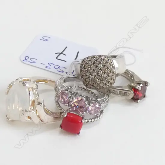 5 SILVER DRESS RINGS