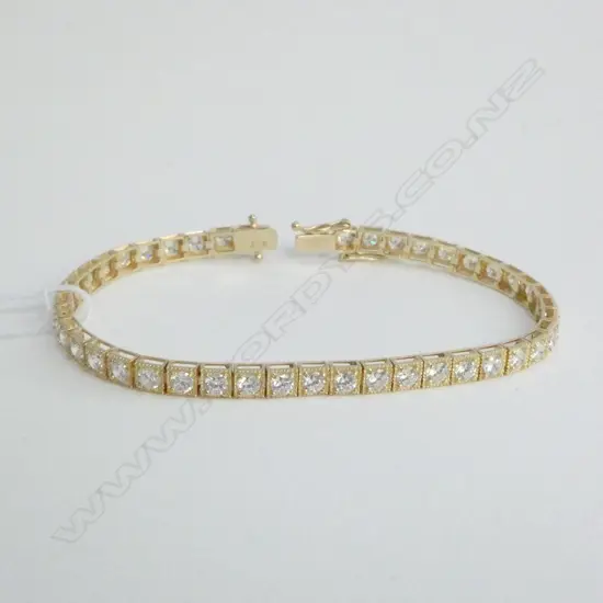 14K YELLOW GOLD FILLED & CZ TENNIS BRACELET 10.3gms