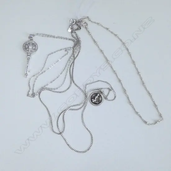 3 STG SILVER NECKLACES 