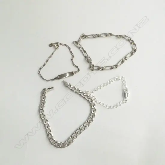 2 S/SIL CURB LINK BRACELETS & 2 CHILDS BRACELETS