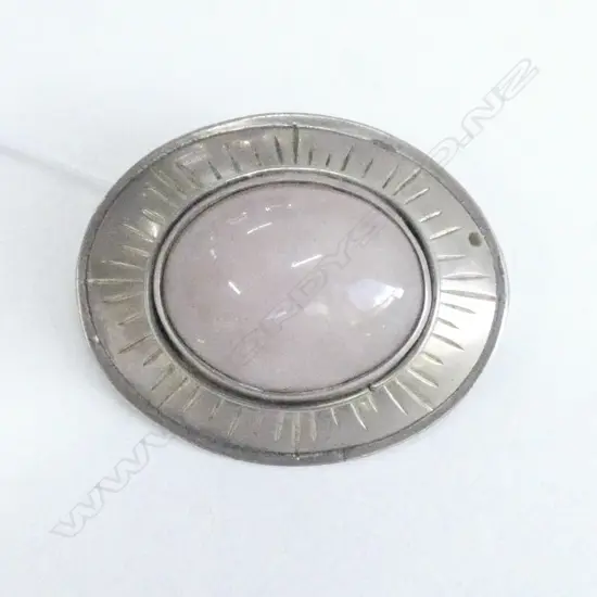 VINTAGE SILVER & ROSE QUARTZ BROOCH