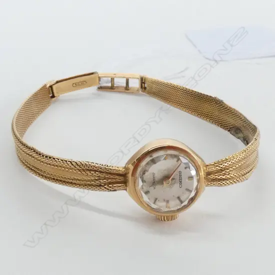 18CT GOLD CASE & STRAP (FAULTED) SEIKO WATCH 16GRAMS TOTAL 