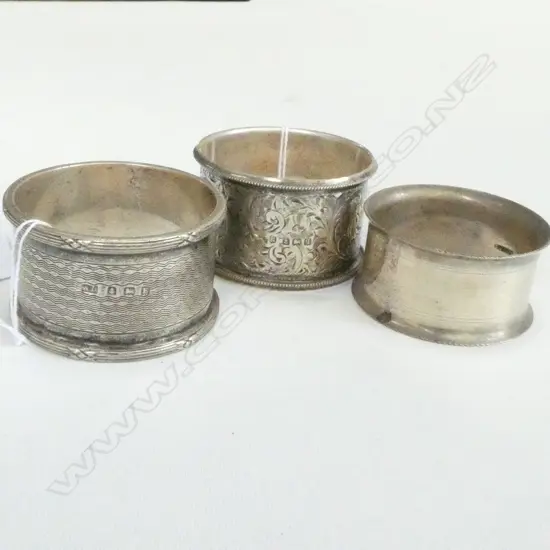 3 STG SILVER NAPKIN RINGS