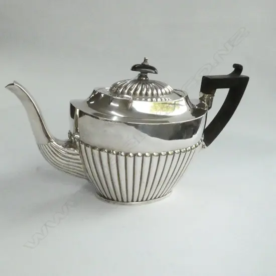 VICT. SILVER TEAPOT HALF LOBED BIRM. 1898 weight 526gm