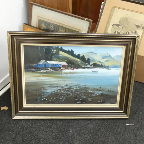 COLIN C. WYNN 'CAREYS BAY OTAGO' OIL ON CANVAS 730 X 525MM
