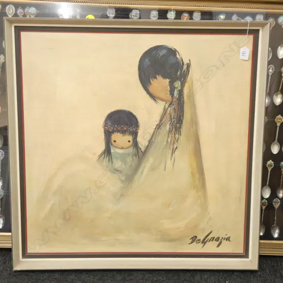 FRAMED PRINT NAVAJO MOTHER BY DE GARZIA 1909 670 X 680MM