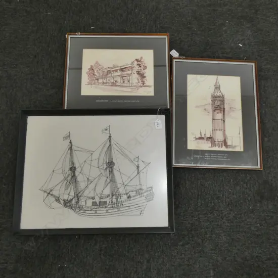 3 PRINTS; BOAT, MELBOURNE & LONDON