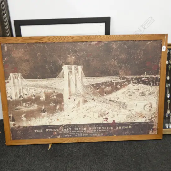 FRAMED PRINT THE GREAT EAST SUSPENSION BRIDGE 810 X 120 MM