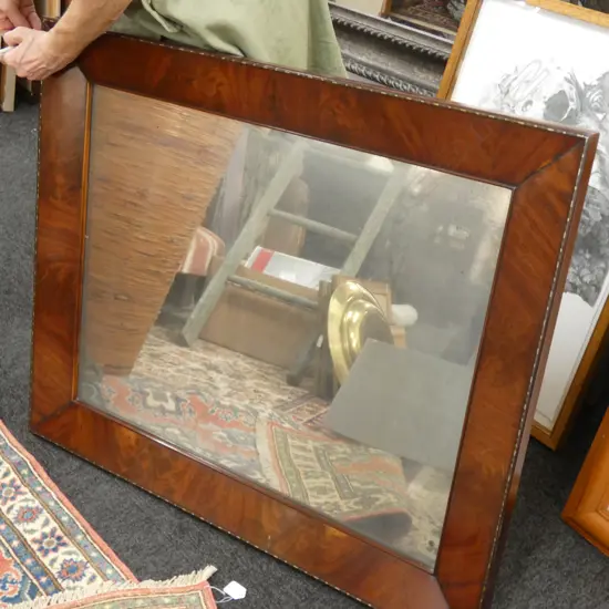 REGENCY FLAME MAHOGANY FRAMED MIRROR w FINE INLAID BORDER