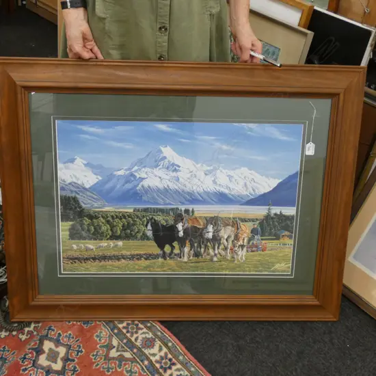 A MORATH FARM SCENE PRINT DRAFT HORSES
