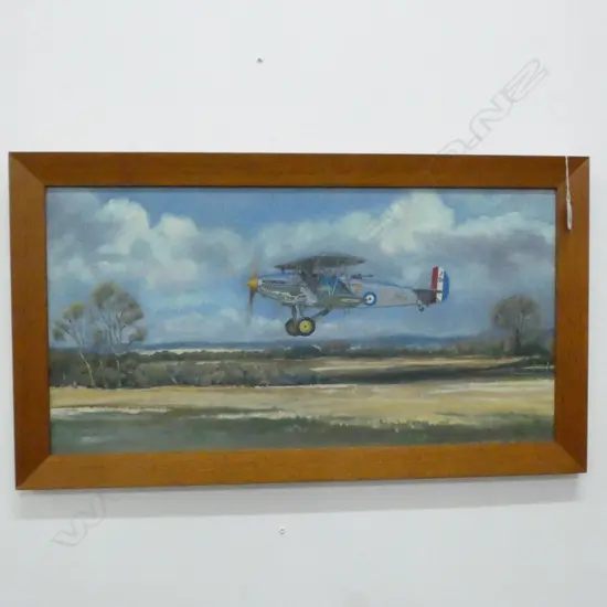 SIGNED SPITFIRE PAINTING OIL ON BOARD 695 X 395MM