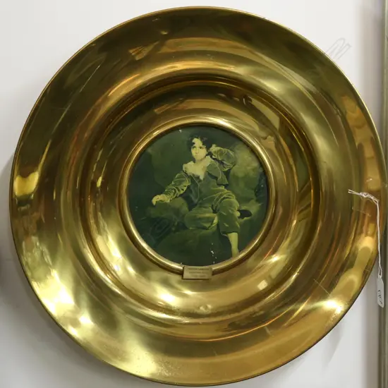 PRINT OF MASTER LAMBTON IN CIRCULAR BRASS FRAME D 430 MM