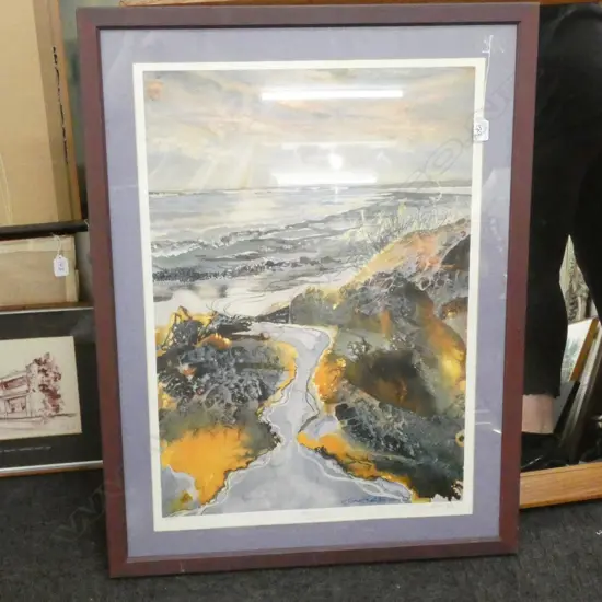 FRAMED PRINT WEST COAST SUNSET BY JAMES ROBB 910 X 690 MM