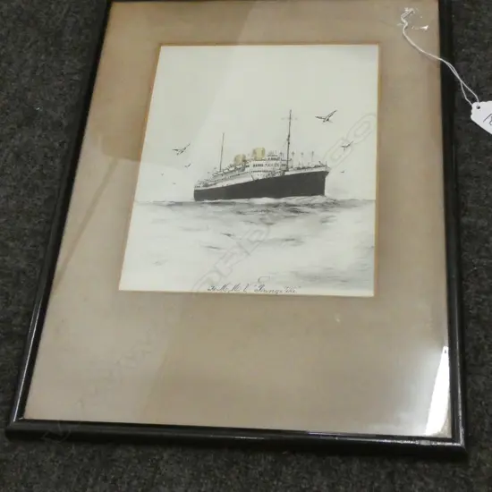 INK ON PAPER OF THE MAIDEN VOYAGE OF THE RMS RANGITIKE C 1929