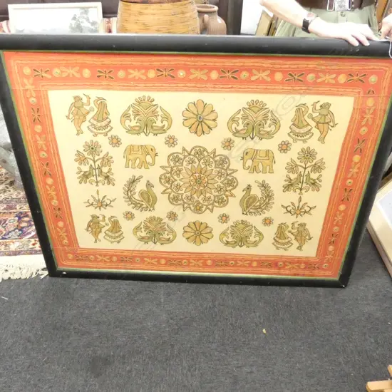 AN INDIAN KANTHA CLOTH WALL HANGING