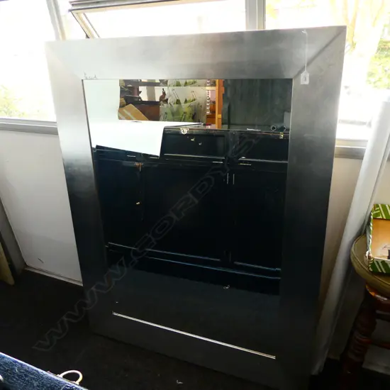 SILVER FRAMED BEVILLED MIRROR 170mm WIDE