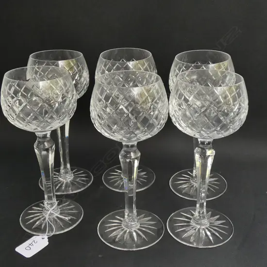 6 CUT CRYSTAL WINE GLASSES