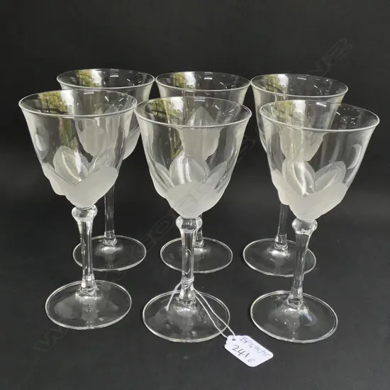 SET OF 6 J. G. DURAND FLORENCE SATINE CRYSTAL WINE GLASSES H. 170MM