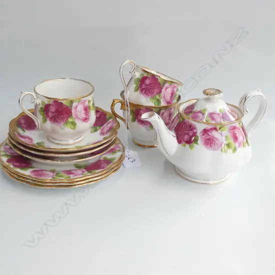 3 R/ALBERT OLD ENGLISH ROSE TRIOS + TEAPOT