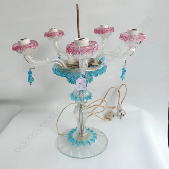 VENETIAN GLASS 5 BRANCH TABLE LAMP