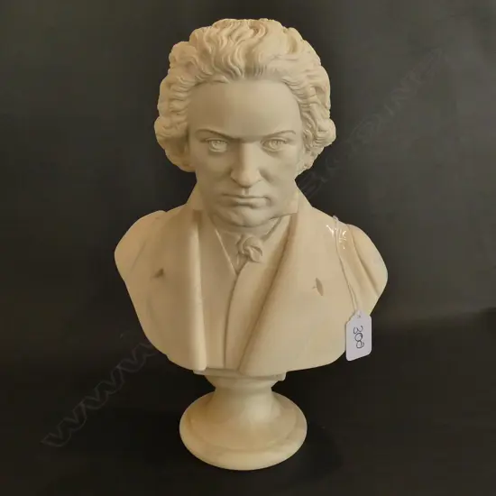 BEETHOVEN BUST CLASSICAL ITALIAN SCULPTURE ALABASTER BASE