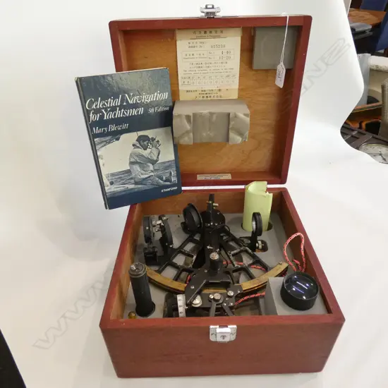 CASED SEXTANT WITH MARY BLEWITT BOOK