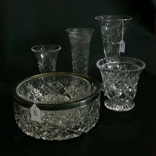 3 CRYSTAL BOWLS & 3 VASES 