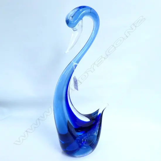 BLUE GLASS STYLISH TALL BIRD H.385mm