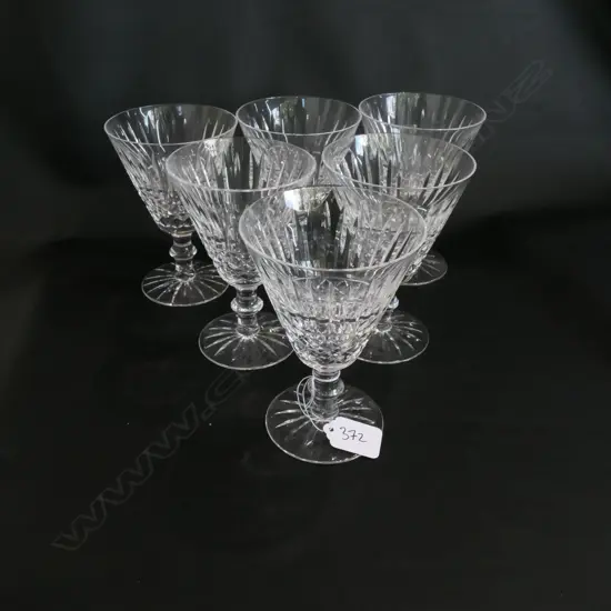 6 WATERFORD CUT CRYSTAL WINE GLASSES