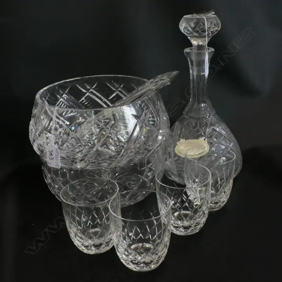 CRYSTAL BOWL, 3 FORKS, 4 TUMBLERS 