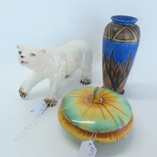 SHELLEY LIDDED DISH, CHAMELEON WARE VASE, POLAR BEAR